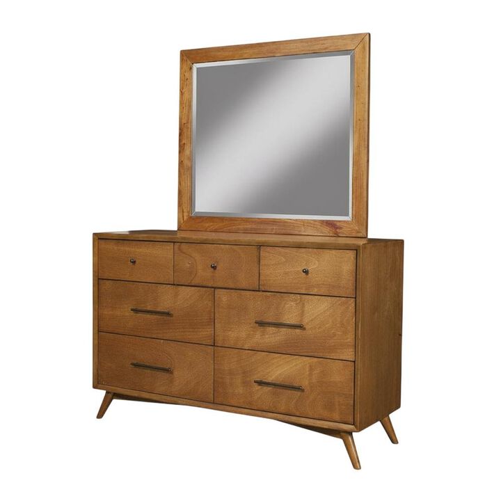 Alpine Furniture Flynn Mid Century Modern Mirror, Acorn