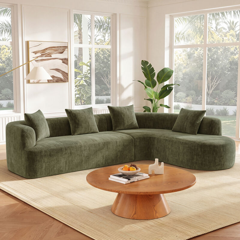 Whisen 116.5" Cloud Sectional Sofa, L-Shaped Chenille with Memory Foam, 4-Seat Curved Couch for Living Room image number 1