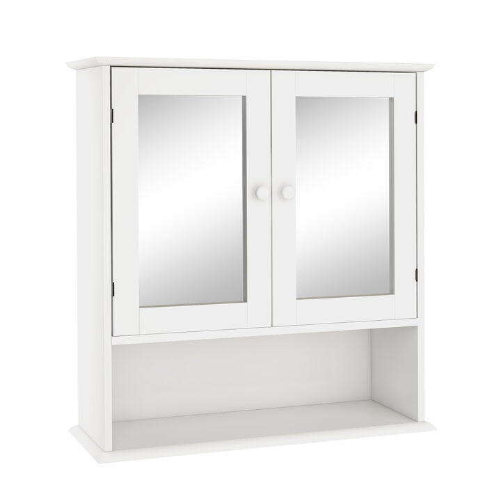 Bathroom Wall Cabinet with Double Mirror Doors and Shelves
