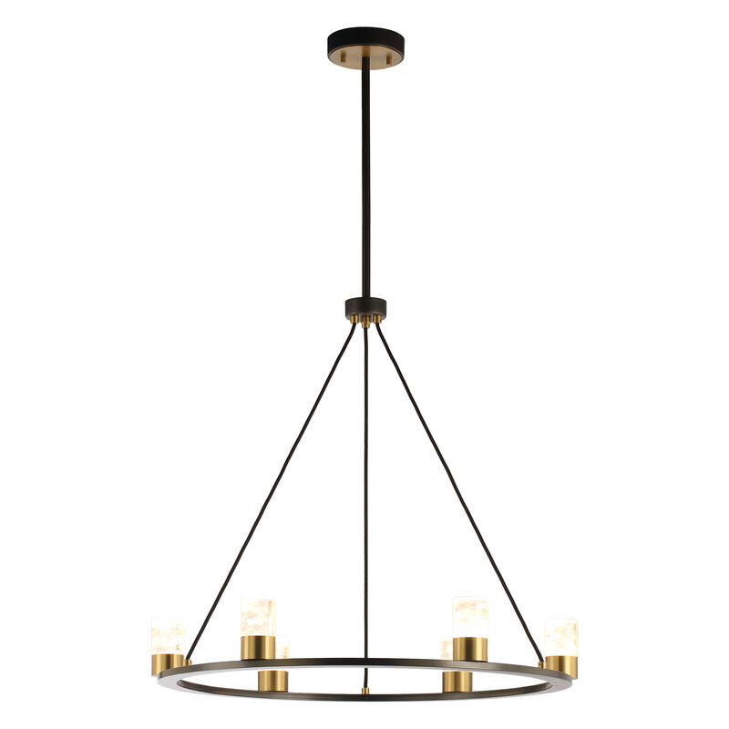 30.9 in. 6-Light Black Ceiling Light with Crystal Shade