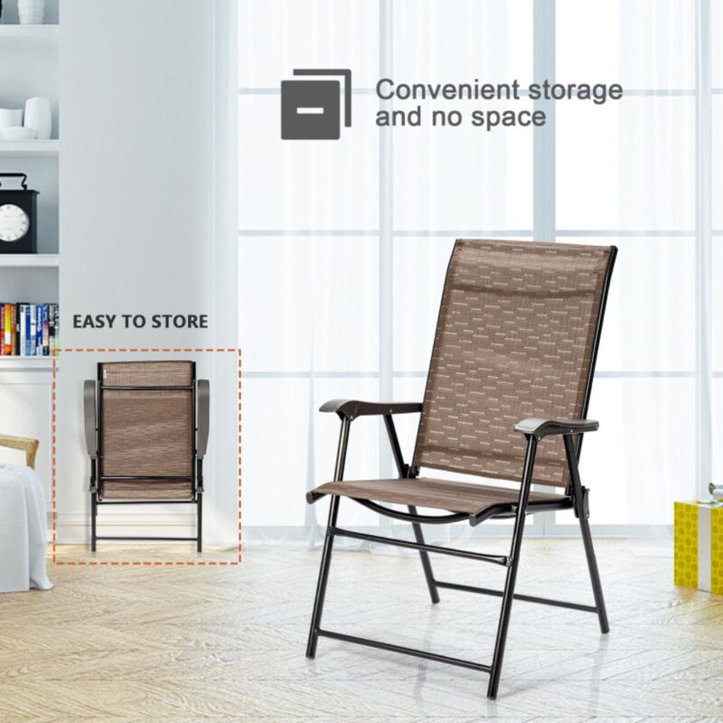 Hivvago 2 Pieces Outdoor Patio Folding Chair with Armrest for Camping Garden