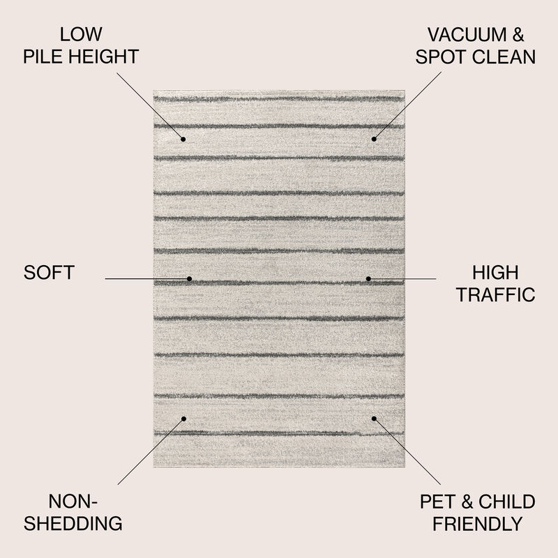 Williamsburg Minimalist Stripe Cream/Black 8 ft. x 10 ft. Area Rug