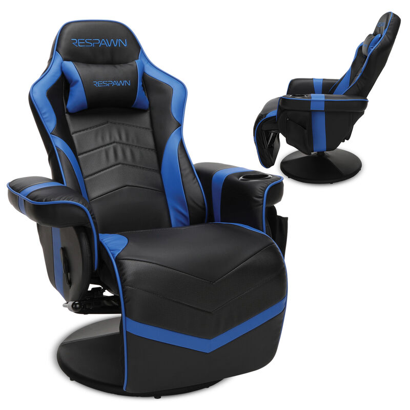 RESPAWN 900 Console Gaming Recliner with Footrest and Lumbar Support - Comfortable Ergonomic Gaming Chair with Headrest, No Wheels, Reclining, Heavy Duty, Racing Style Video Game Chairs - Blue image number 0
