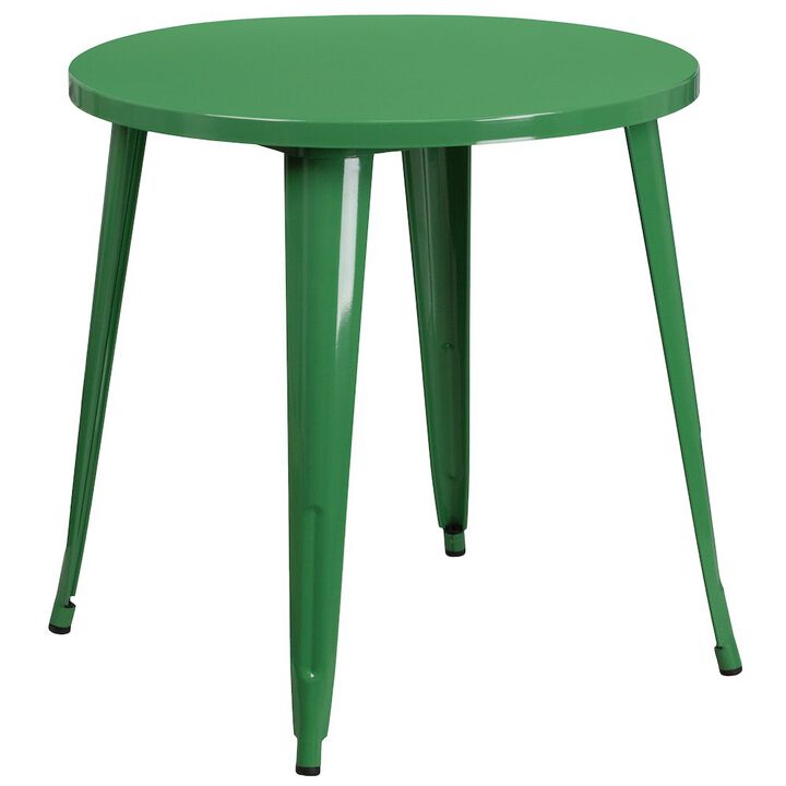 Flash Furniture 30" Round Metal Indoor-Outdoor Table Set with 2 Arm Chairs