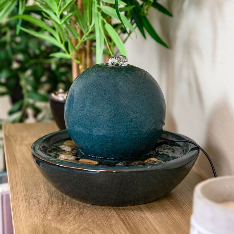 Sunnydaze Ceramic Indoor Water Fountain with Orb - 7 in image number 1