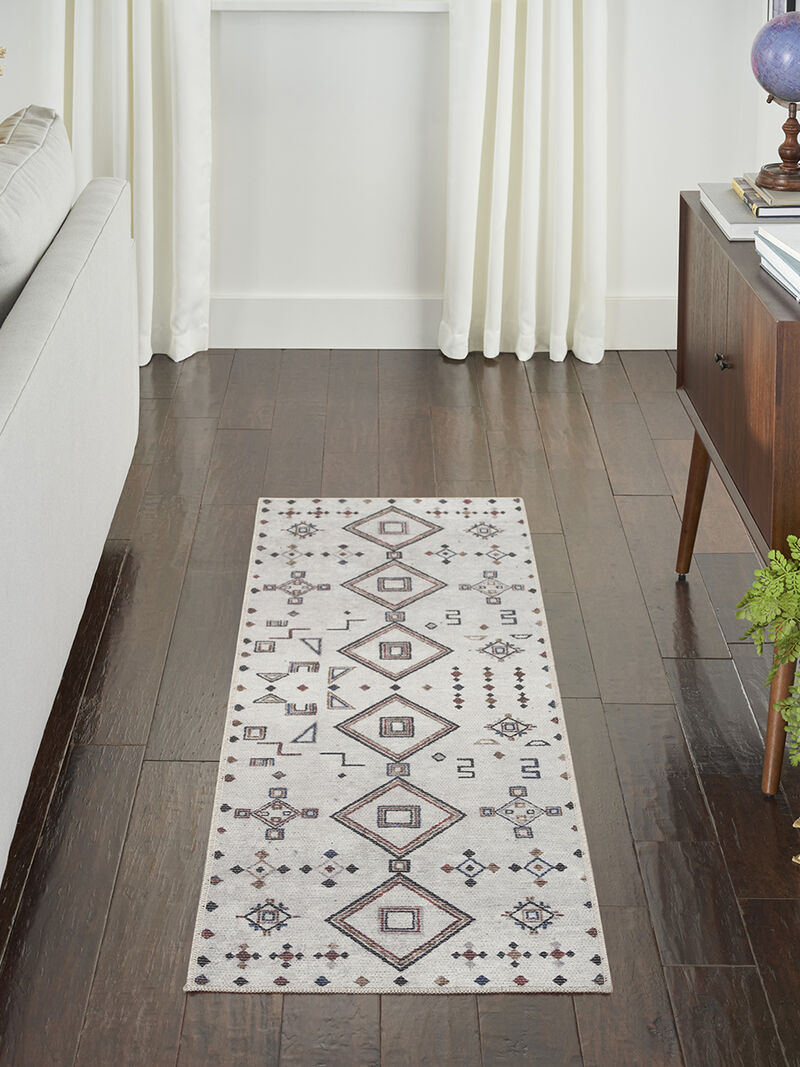 Machine Washable Series 1 SR108 Ivory/Multicolor 2'2" x 10' Rug