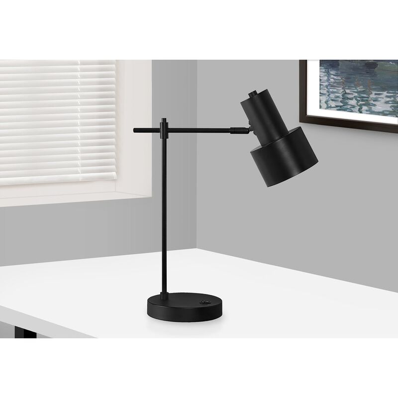 Monarch Specialties I 9647 - Lighting, 21"H, Table Lamp, Usb Port Included, Black Metal, Black Shade, Modern image number 2