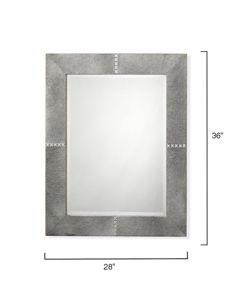 Cross Stitch Rectangle Hide Mirror, Grey