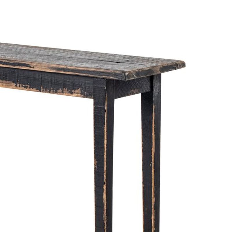 Duro Sofa Console Table with Open Shelf, Reclaimed Wood, Antique Black