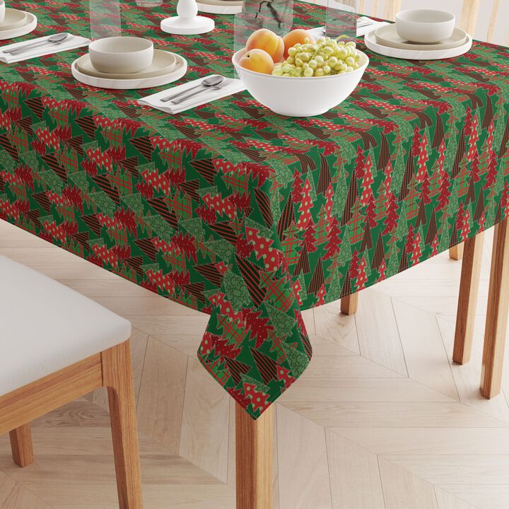 Fabric Textile Products, Inc. Square Tablecloth, 100% Polyester, Christmas Tree Patchwork