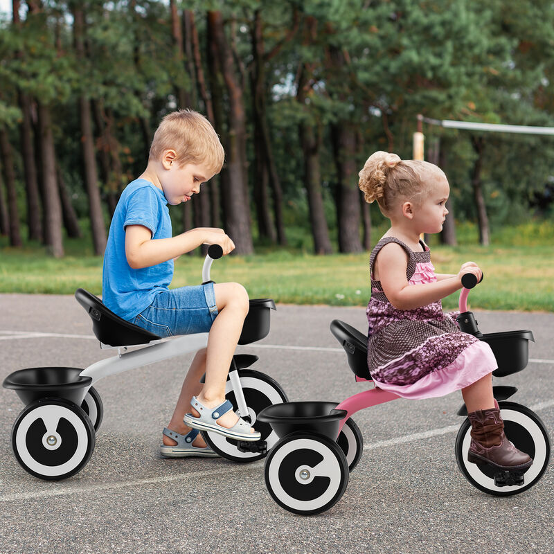 Toddler Tricycle with Adjustable Seat and Dual Storage Baskets for Park and Yard image number 7