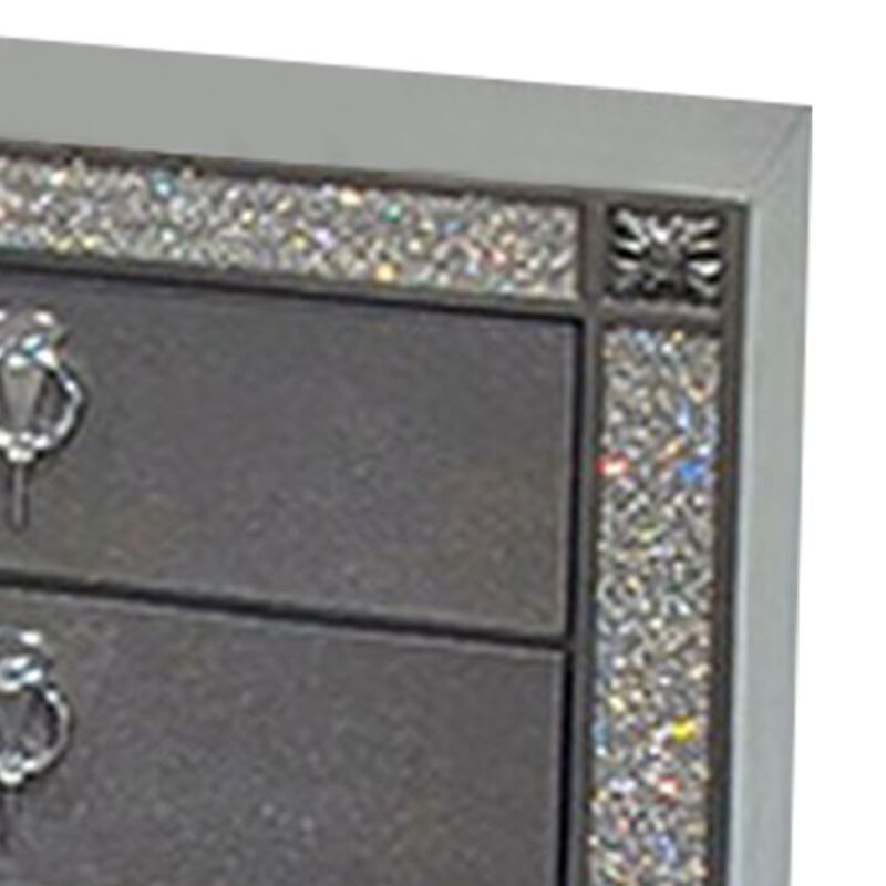 Queen Bedroom Set, Gray, Nickel Wood, 2 Piece Set with Nightstand image number 6