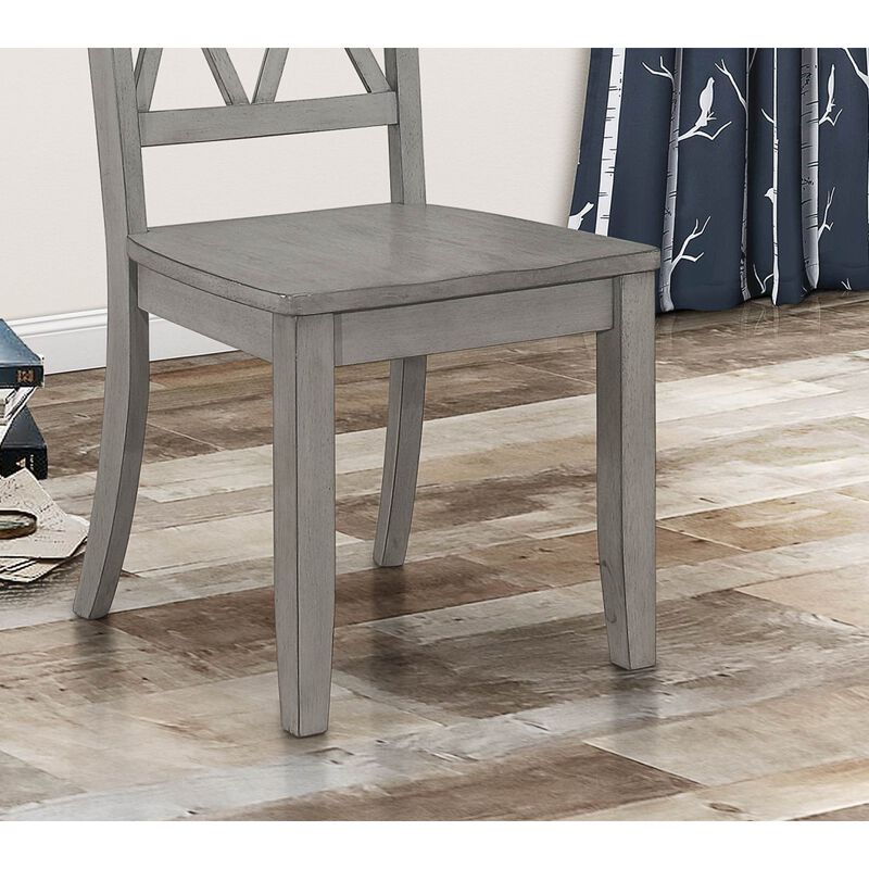 Streamdale Transitional Gray Side Chairs Set, Double-X Design