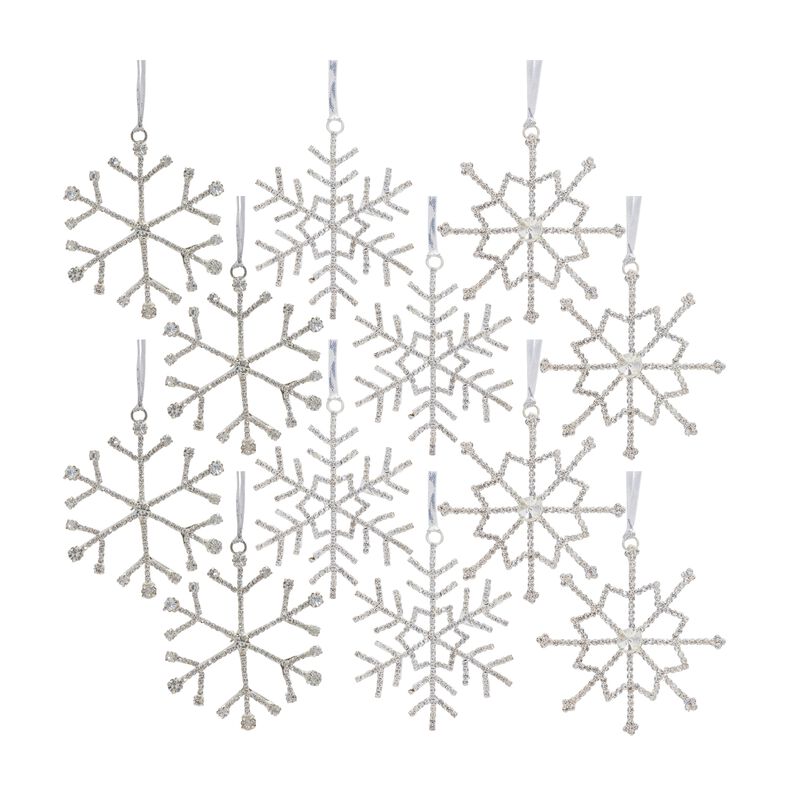 Jewel Snowflake (Set of 12) 3.5"H Iron/Glass