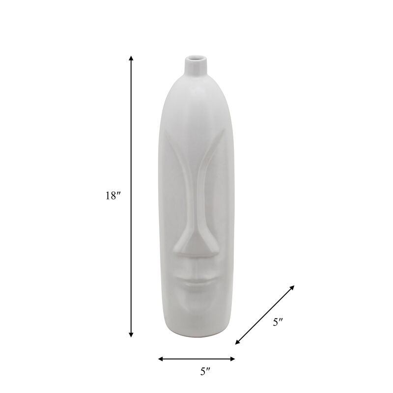 18" Face Vase, White