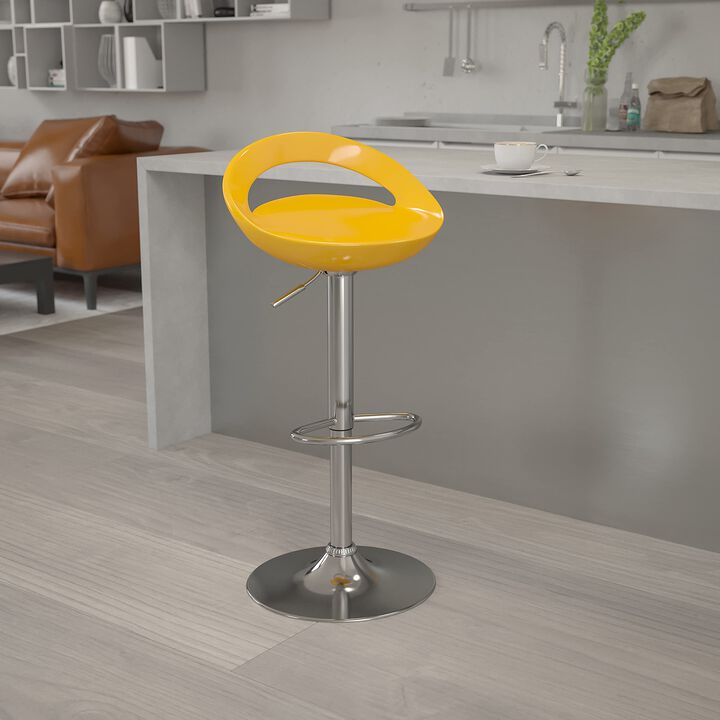 Flash Furniture Plastic Adjustable Height Barstool, Set of 1, Yellow