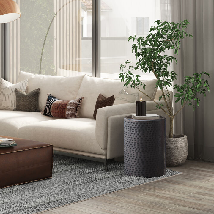 Corbin 16 inch Wide Industrial Metal Side Table in Hammered Antique Copper Iron, Assembled