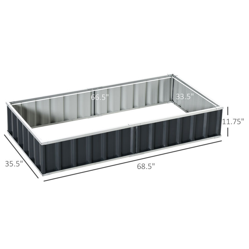 Outsunny 5.7' x 3' x 1' Raised Garden Bed, Galvanized Metal Planter Box for Vegetables Flowers Herbs, Dark Gray
