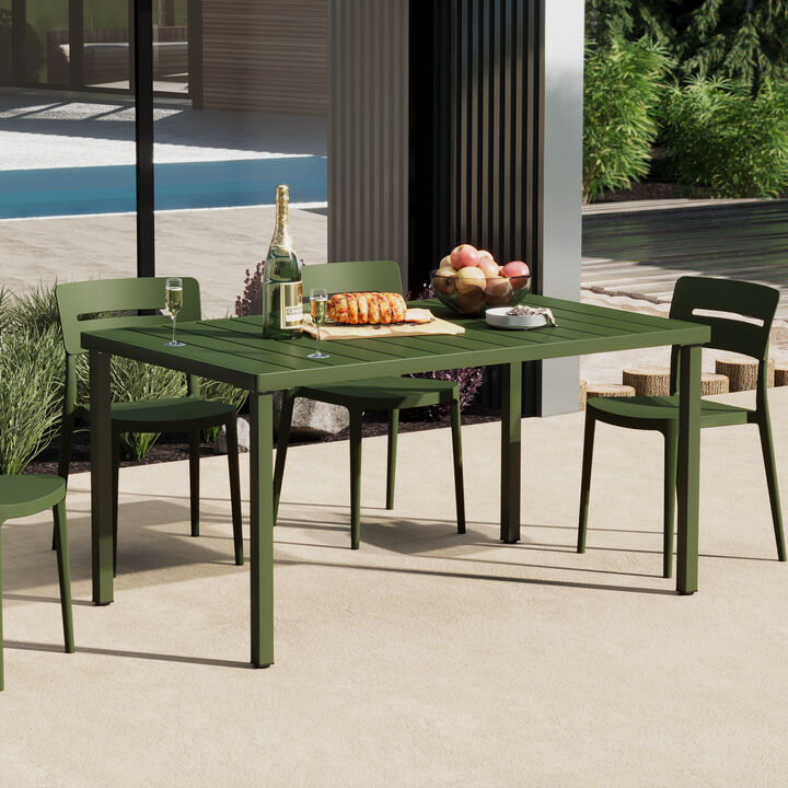 WestinTrends 59" Iron Metal Outdoor Rectangular Patio Dining Table For 6