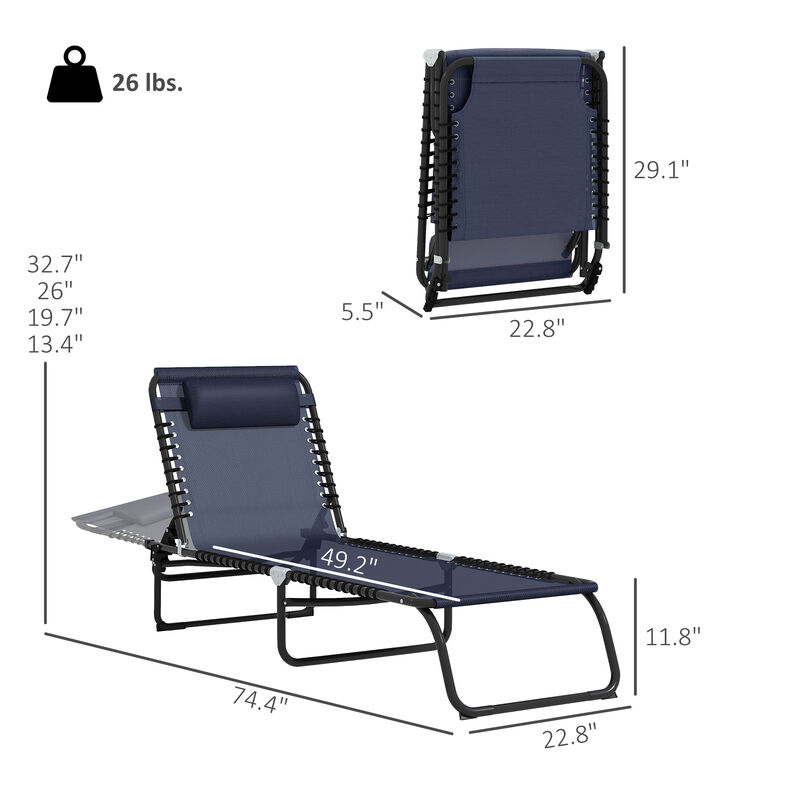 Hivvago 2 Adjustable Folding Chaise Lounge Chairs image number 2