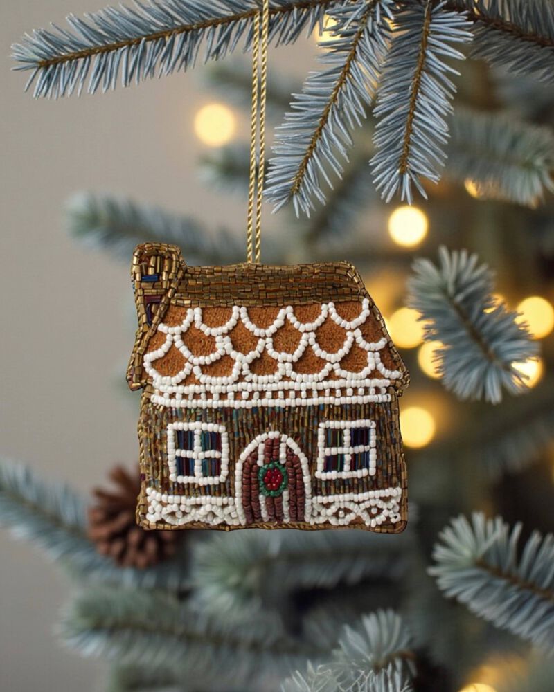 Gingerbread Cabin Ornament Set