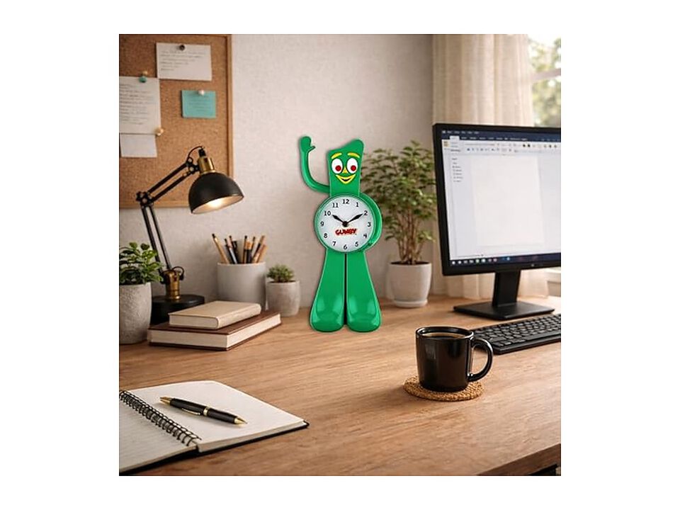 Croce Gumby Motion Waving Arm Tall Wall Clock 13 Inch Retro Home Decor