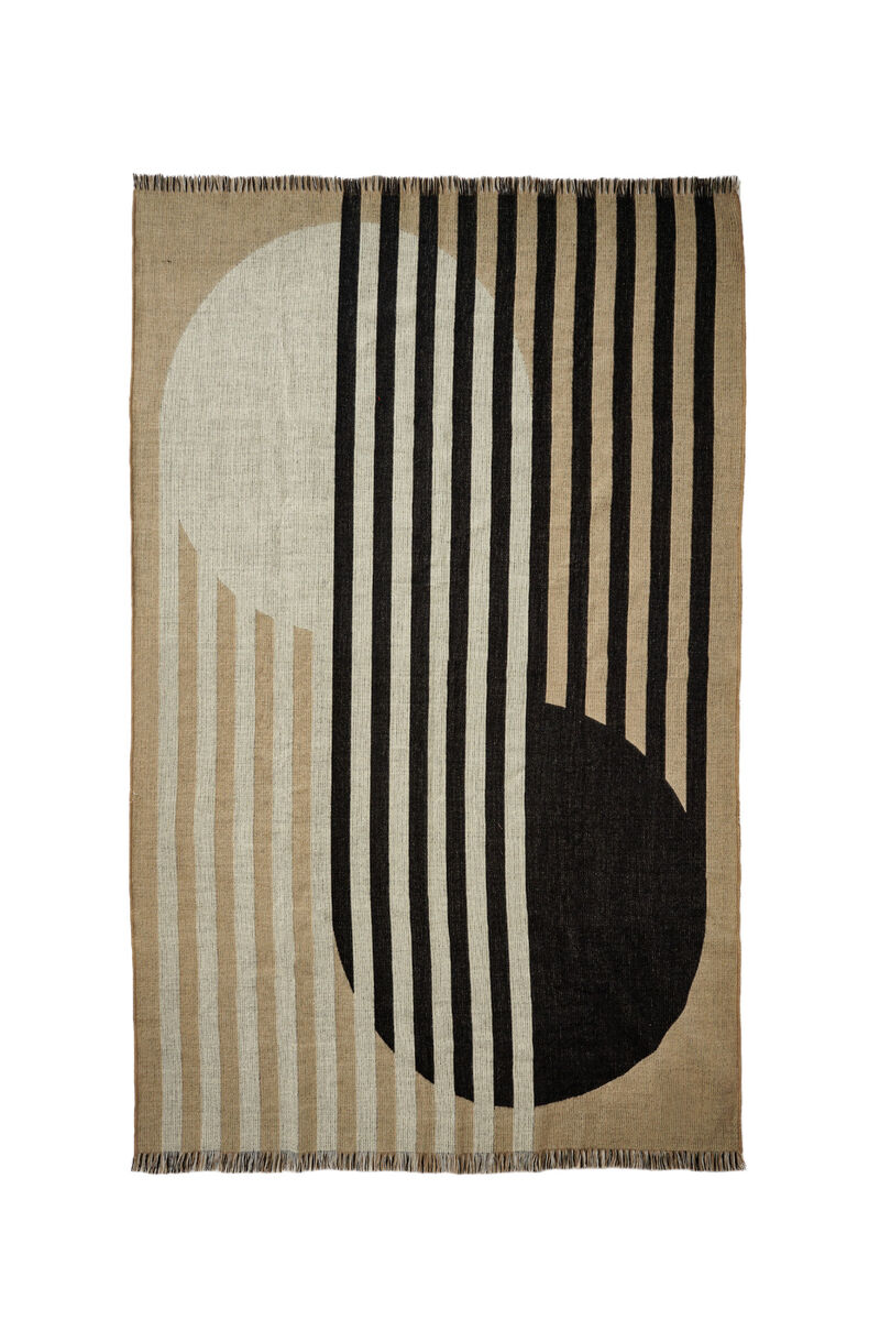 HomeRoots 50" X 74" Black and Tan Woven Mod Acrylic Throw Blanket image number 0