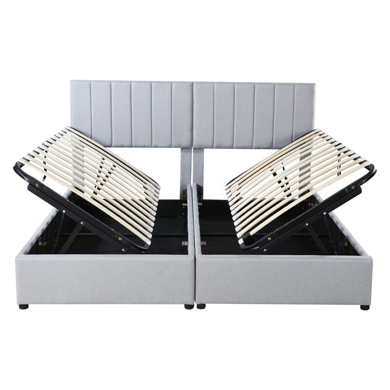 Merax Upholstered Platform Bed with Hydraulic Storage System