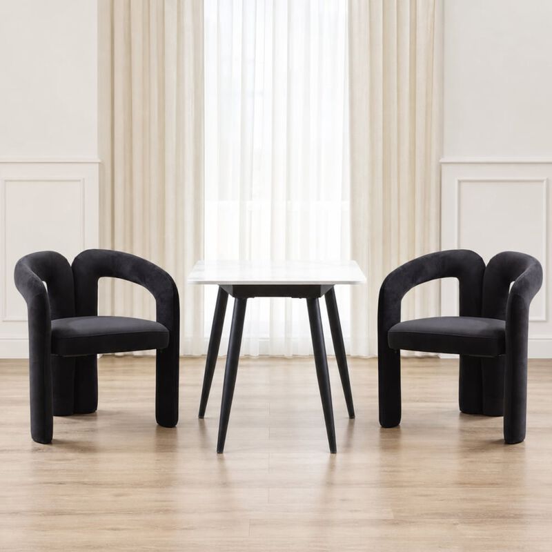 GOODSILO Contemporary Upholstered Barrel Accent Dining Armchairs, Seating for Living Room, Kitchen, Dining Spaces, Set of 2 image number 2