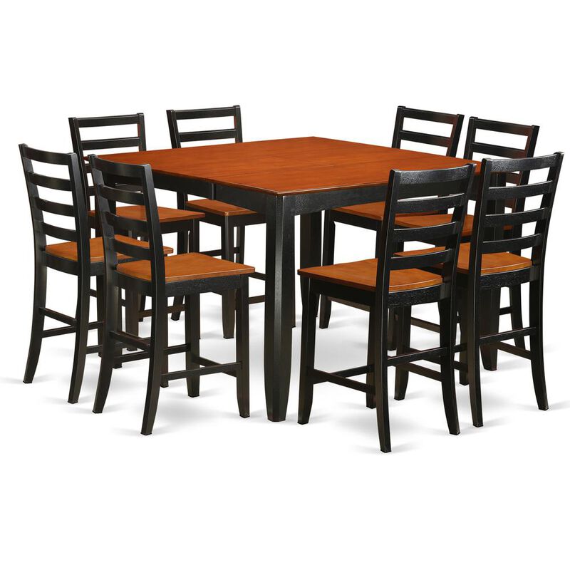 9 Pc pub Table set- Square Counter height Table and 8 Dining Chairs