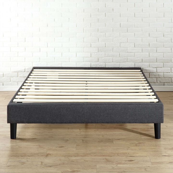 Upholstered Platform Bed Frame with Mid-Century Style Legs