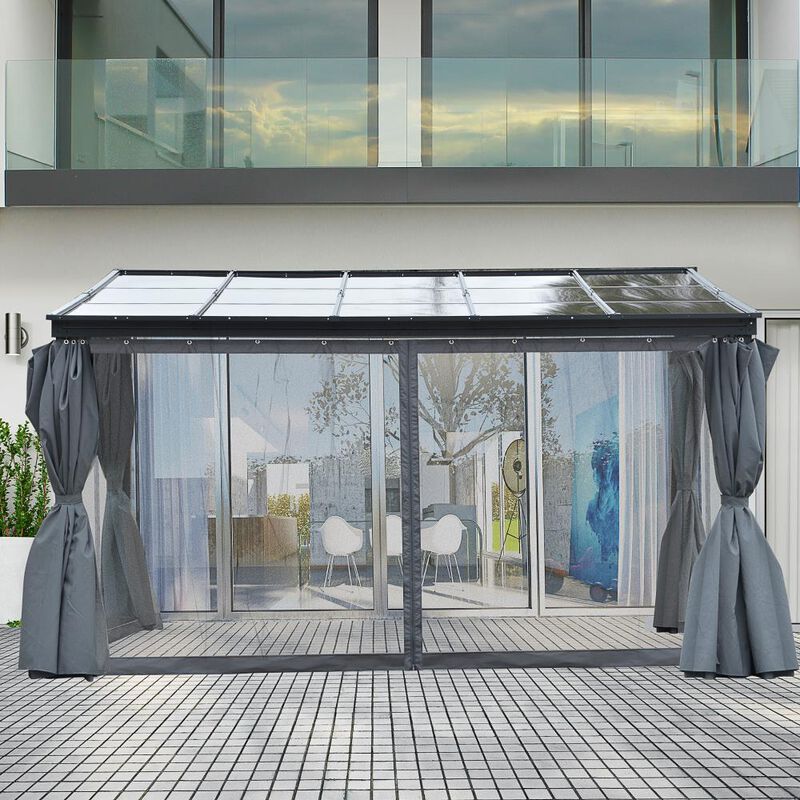 Hivvago Patio Gazebo 10x13 with Polycarbonate Roof & Curtains image number 1