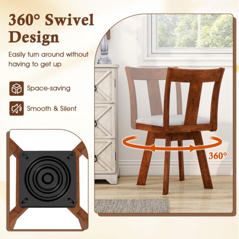 Hivvago Set of 2 Swivel Dining Room Chairs with Rubber Wood Frame