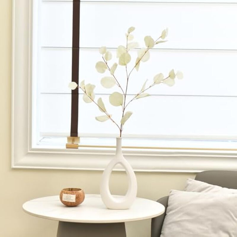 6 Piece Artificial Eucalyptus Flower Stems Home Decor Leaves image number 3