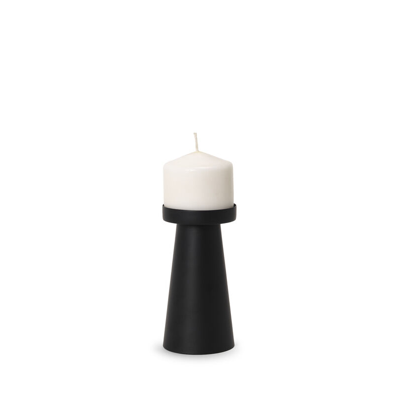HomeRoots 6" Black Metal Tabletop Pillar Candle Holder image number 3