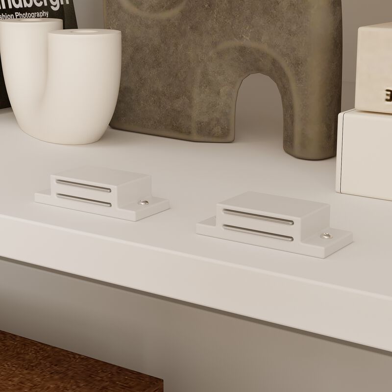 FUFU&GAGA Carved White Wardrobe with 2 Doors & 2 Drawers, Antique Metal Pulls, Wood Grain Top (33.1 in. W x 15.7 in. D x 66.1 in. H)