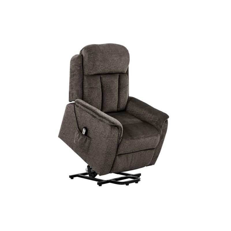38 Inch Rocker Recliner, Brown Fabric Upholstery, Coil and Foam Seating-Benzara