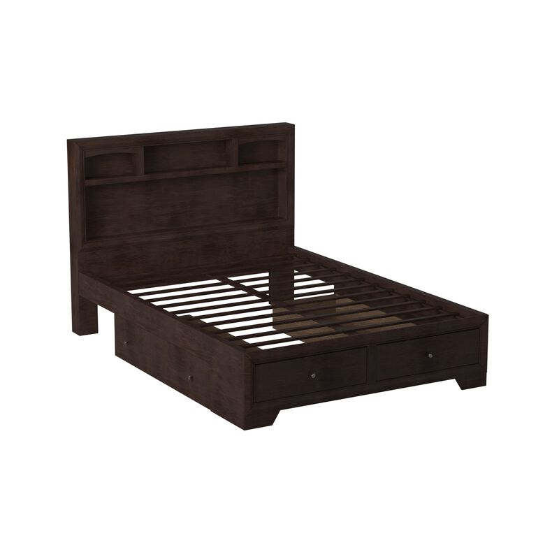 Madison II Queen Bed With Storage, Brown-Benzara