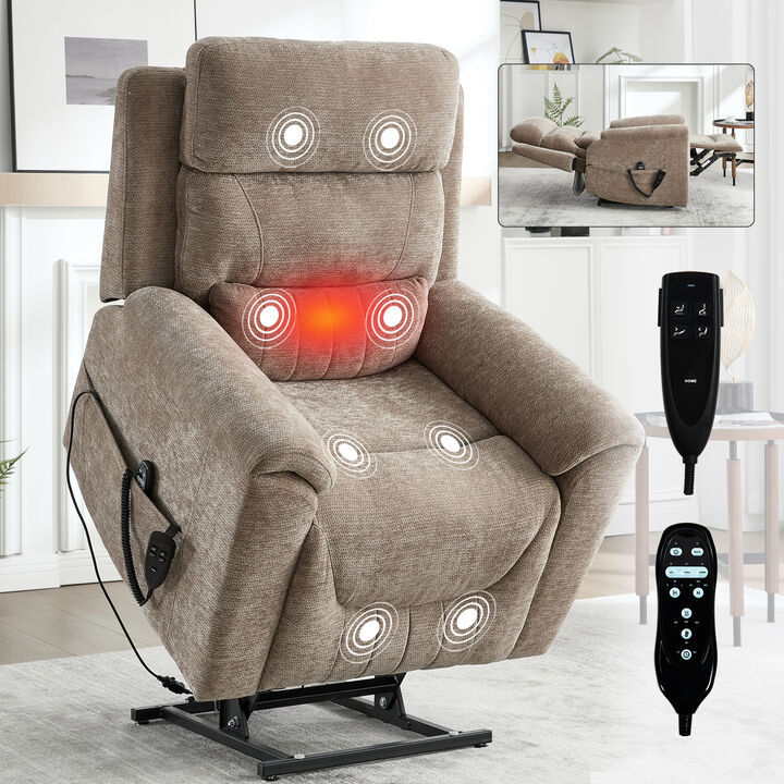 Dual Motor Infinite Position Air Power Lift Recliner Chair, Heavy Duty Motion Mechanism with Massage and Heating