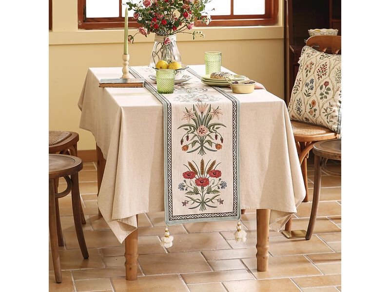 Farmhouse Colorful Wildflower Pattern Table Runners for Dining Tables image number 5