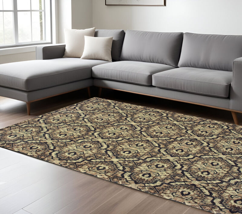 HomeRoots Geometric Distressed Area Rug image number 1