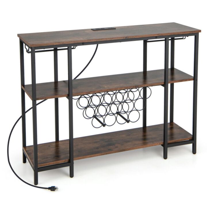 Hivvago Industrial Wine Rack Wine Bar Cabinet with Storage Shelves