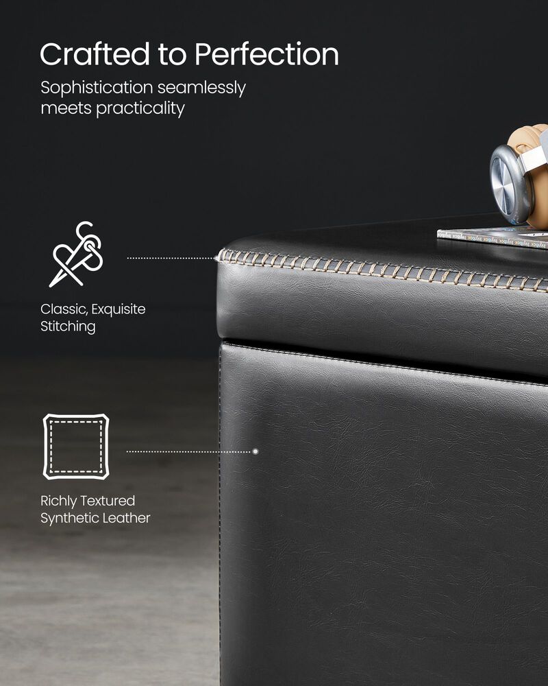 Storage Ottoman Bench with Cushion Top and Hidden Storage for Stylish Organization