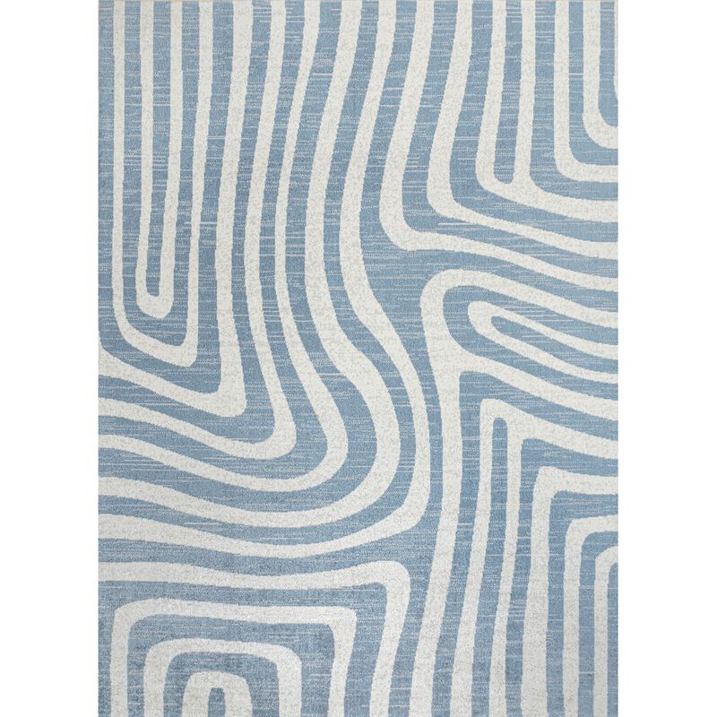 Maze Abstract Two-Tone Low-Pile Machine-Washable Area Rug
