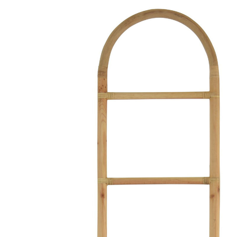 Kinu Decorative Ladder Rack with Arch Top, Natural Brown Wood, 72 Inch image number 4