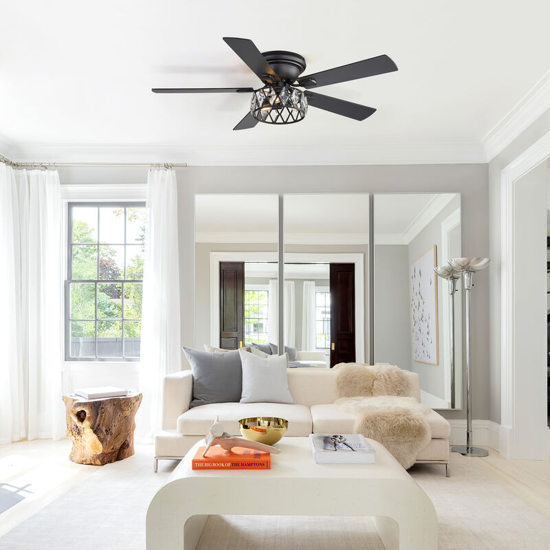 Breezary 52" Flush Mount Ceiling Fan with Light, 5 Plywood Blades, E12 3 Light, 6 Speeds, Remote image number 6