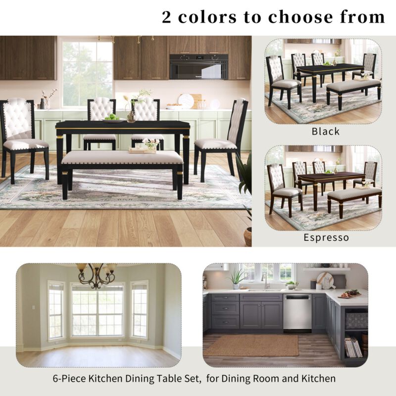 Swebax Classic Modern 6‑Piece Dining Table Set image number 5