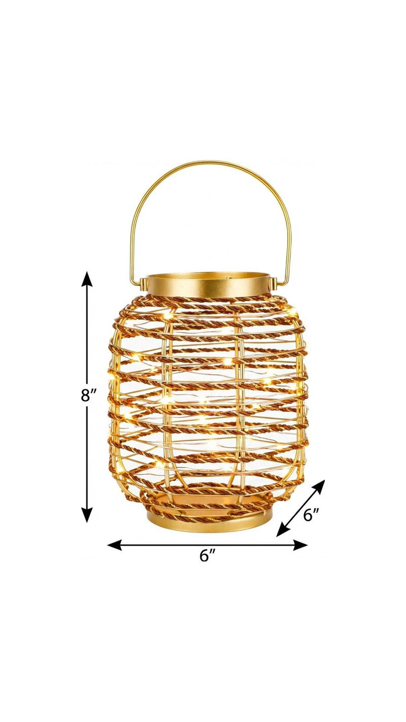 HomeRoots 8" Distressed Gold Geometric Lantern Desk Lamp With Novelty Shade image number 5