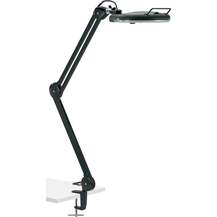 Lorell Magnifier Lamp with Clamp-On - 33" Height - 5.1" Width - 22 W Bulb - Glass, Metal - Black