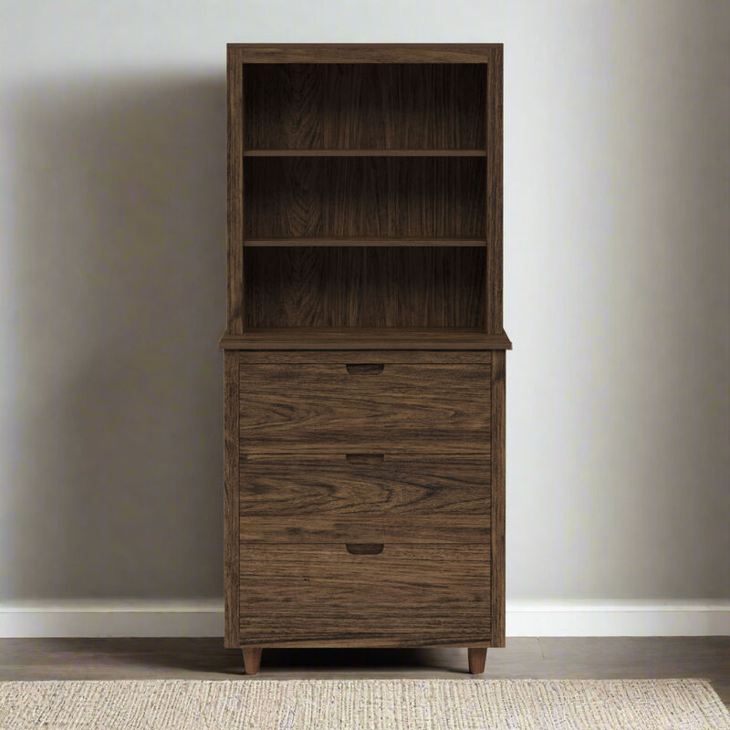Teamson Home Ellery Freestanding Hutch Cabinet with Open Shelves & Drawers, Walnut image number 0